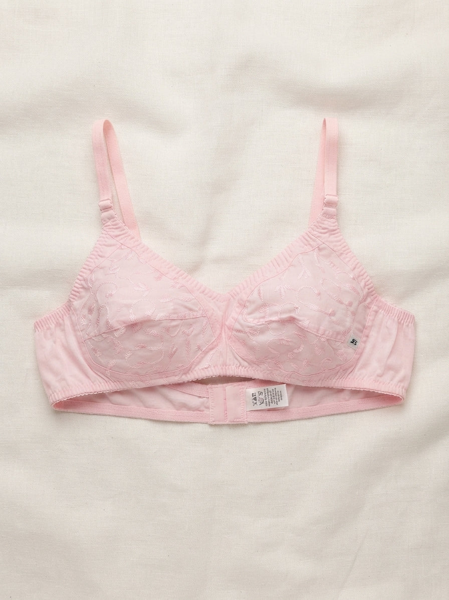 Embroidered Cotton Bra - Pack of 2 | Non-Padded Everyday Comfort