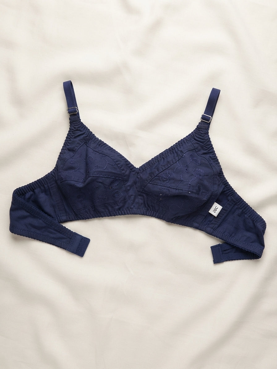 Embroidered Cotton Bra - Pack of 2 | Non-Padded Everyday Comfort